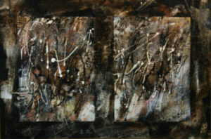 Oppositional Forces #7 an asphalt and alkyd painting by Michael Seiler is an excellent example of his Contemporary fine art, which was part of several exhibitions in galleries and museums and may be seen at Seilers' Studio and Gallery in Zanesville, Ohio. These works explore the complexities of relationships.