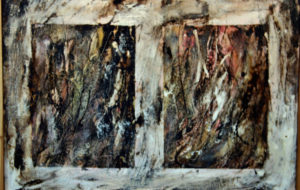 Oppositional Forces #9 an asphalt and alkyd painting by Michael Seiler is an excellent example of his Contemporary fine art, which was part of several exhibitions in galleries and museums and may be seen at Seilers' Studio and Gallery in Zanesville, Ohio. These works explore the complexities of relationships.