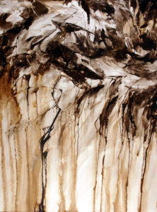 This Asphalt and Alkyd painting, The Rushing of Many Waters by Michael Seiler is an excellent example of his Contemporary fine art, which was part of several exhibitions in galleries and museums and may be seen at Seilers' Studio and Gallery in Zanesville, Ohio.