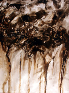 This Asphalt and Alkyd painting, The Rushing of Many Waters by Michael Seiler is an excellent example of his Contemporary fine art, which was part of several exhibitions in galleries and museums and may be seen at Seilers' Studio and Gallery in Zanesville, Ohio.