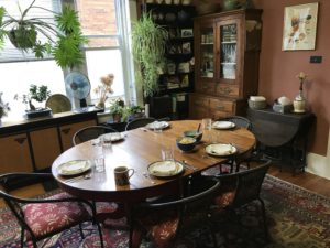 The downstairs dinning room at Artists' Abbey B&B also features extend stay and overnight lodging in the Artist Colony of Zanesville.