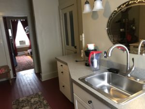The Red Room Apartment at Artists' Abbey is a complete facility for overnight guests and long term accomidations at the Artists' Abbey at Appalachian Abbey in the heart of the Artist Colony, better known as Art COZ in the downtown of Zanesville, OH.